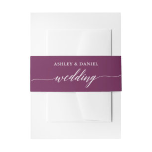 Modern Calligraphy Wedding Cassis Invitation Belly Band