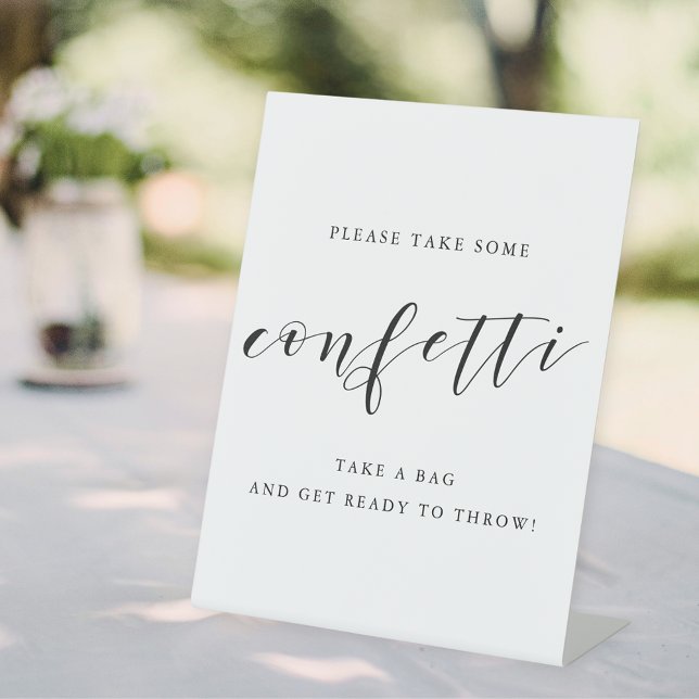 Modern Calligraphy Wedding Confetti Send Off Pedestal Sign (Creator Uploaded)