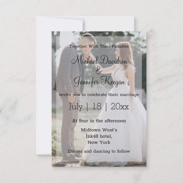  modern calligraphy wedding day photo invitation (Front)