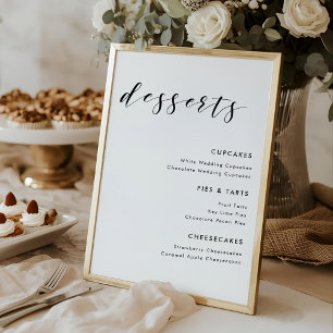Modern Calligraphy Wedding Desserts Menu Sign