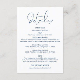 Modern Calligraphy, Wedding Details, Information E Enclosure Card