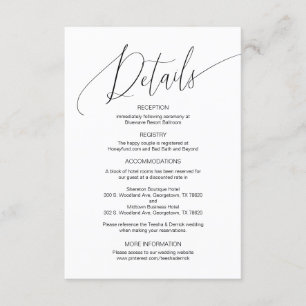Modern Calligraphy, Wedding Details, Information E Enclosure Card