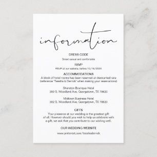 Modern Calligraphy, Wedding Details, Information E Enclosure Card