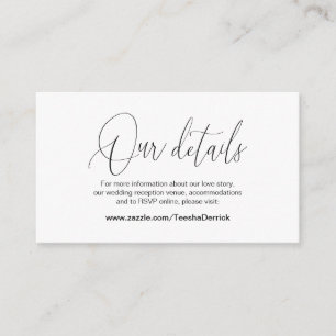 Modern Calligraphy, Wedding Details, Information Enclosure Card
