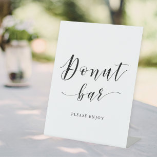 Modern Calligraphy Wedding Doughnut Bar Pedestal S Pedestal Sign