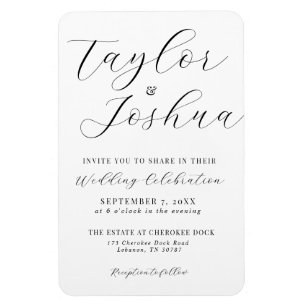 Modern Calligraphy Wedding Invitation Magnet