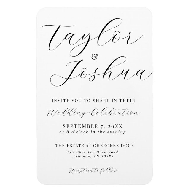 Modern Calligraphy Wedding Invitation Magnet (Vertical)