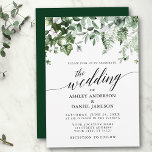 Modern Calligraphy Wedding Ivy Sage Greenery  Invitation<br><div class="desc">Modern Calligraphy Script Elegant Watercolor Greenery Wedding Invitation Card includes ivy,  fern and sage leaves -  Green Background</div>
