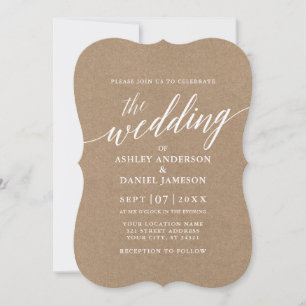 Modern Calligraphy Wedding Kraft Invitation