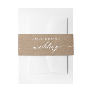 Modern Calligraphy Wedding Kraft Invitation Belly Band