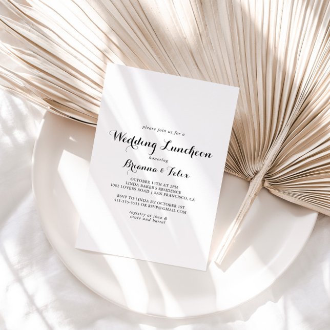 Modern Calligraphy Wedding Luncheon Bridal Shower Invitation (Creator Uploaded)