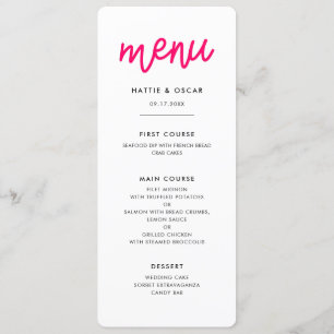 Modern calligraphy wedding menu