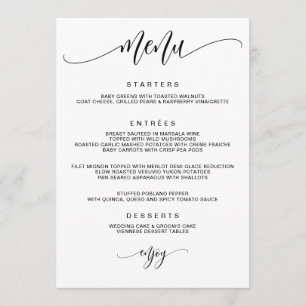 Modern Calligraphy Wedding Menu