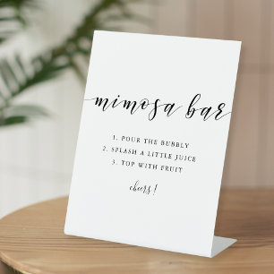 Modern Calligraphy Wedding Mimosa Bar Pedestal Sign