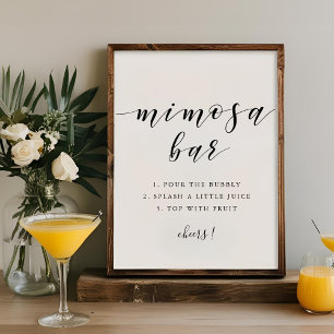 Modern Calligraphy Wedding Mimosa Bar Sign