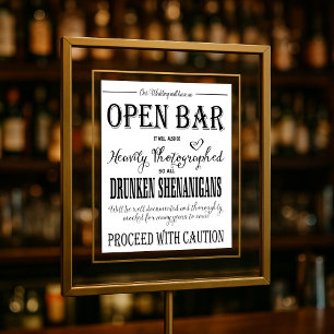 Modern Calligraphy wedding Open Bar print