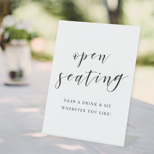 Modern Calligraphy Wedding Open Seating Table Pedestal Sign