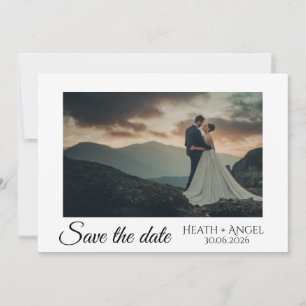 Modern calligraphy wedding photo save the date