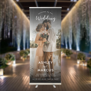 Modern Calligraphy Wedding Photo Welcome Retractable Banner