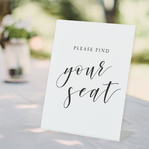 Modern Calligraphy Wedding Please Find Your Seat Pedestal Sign
