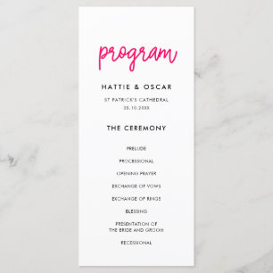 Modern calligraphy wedding programme