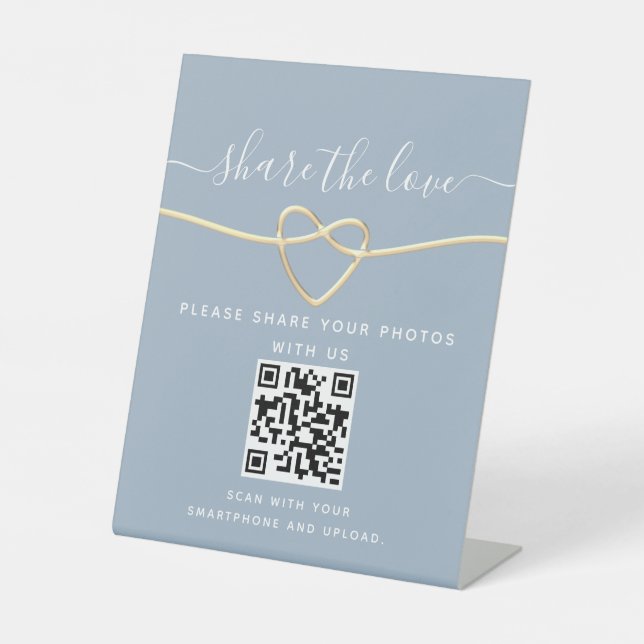 Modern Calligraphy Wedding QR Code Pedestal Sign (Front)