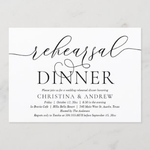 Modern Calligraphy, Wedding Rehearsal Dinner Invitation