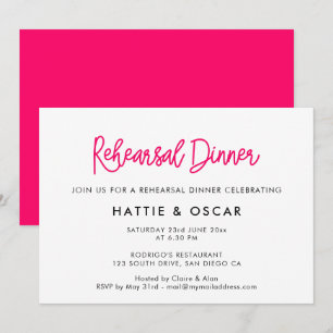 Modern calligraphy wedding rehearsal dinner invitation