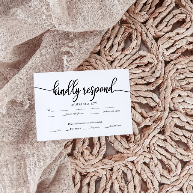 Modern Calligraphy Wedding RSVP Insert Card Reply (Creator Uploaded)