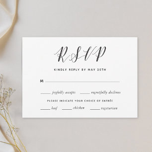 Modern Calligraphy Wedding RSVP Meal Choice Card