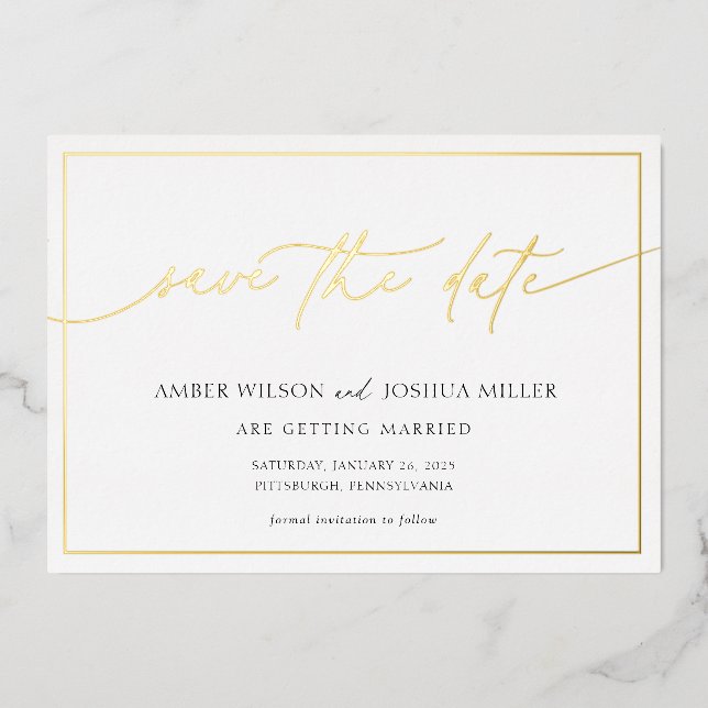 Modern Calligraphy Wedding Save the Date (Front)