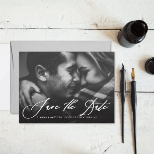 Modern Calligraphy Wedding Save the Date Photo