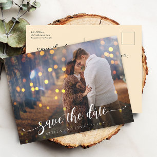 Modern Calligraphy Wedding Save The Date Photo Announcement Postcard