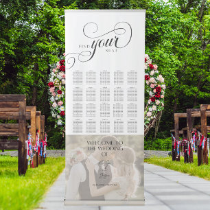 Modern Calligraphy Wedding Seating Chart Retractable Banner