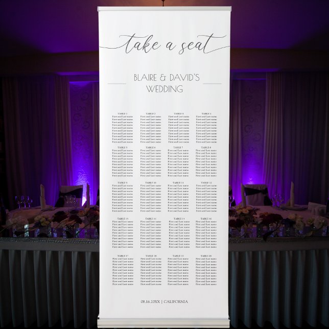 Modern Calligraphy Wedding Seating Chart Retractable Banner (Creator Uploaded)