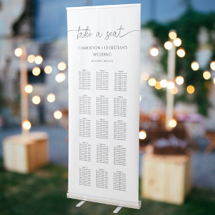 Modern Calligraphy Wedding Seating Chart Retractable Banner