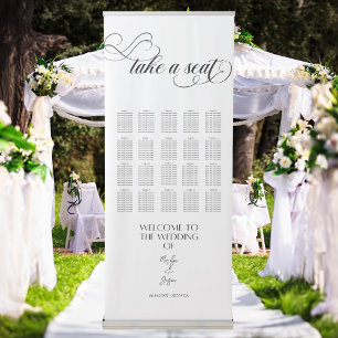 Modern Calligraphy Wedding Seating Chart Retractable Banner