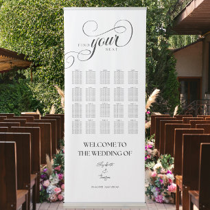 Modern Calligraphy Wedding Seating Chart Retractable Banner