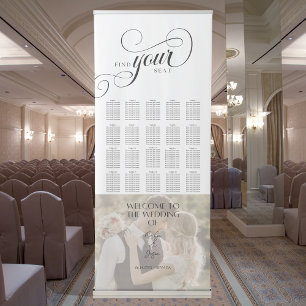 Modern Calligraphy Wedding Seating Chart Retractable Banner