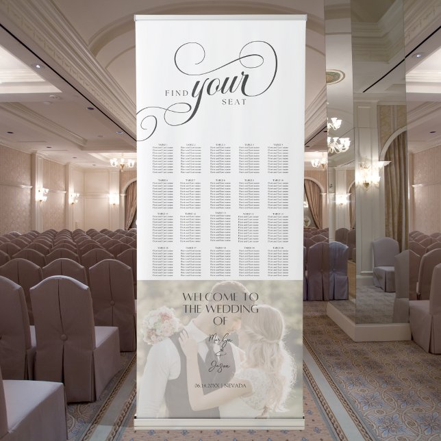 Modern Calligraphy Wedding Seating Chart  Retractable Banner (Creator Uploaded)