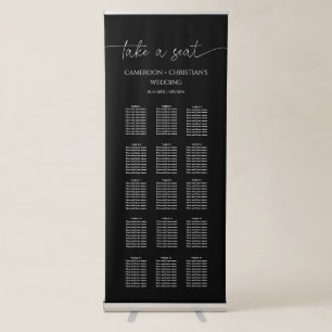 Modern Calligraphy Wedding Seating Chart Retractable Banner