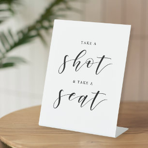 Modern Calligraphy Wedding Seating Chart Table Pedestal Sign