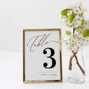Modern Calligraphy Wedding Seating Table Number