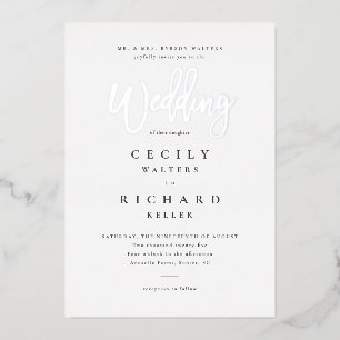 Modern Calligraphy Wedding Silver 