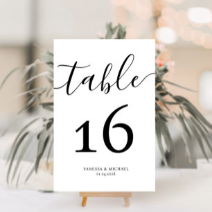 Modern calligraphy wedding table number