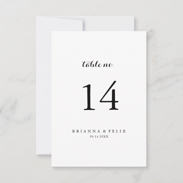 Modern Calligraphy Wedding Table Number (Front)