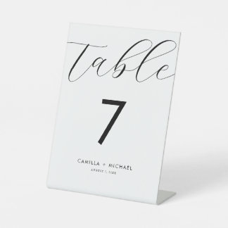 Modern Calligraphy Wedding Table Number Card  Pedestal Sign