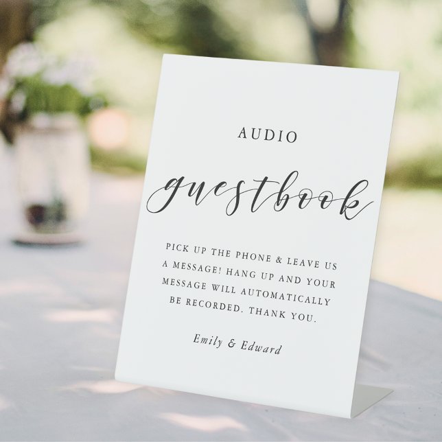 Modern Calligraphy Wedding Telephone Guestbook Pedestal Sign (Creator Uploaded)