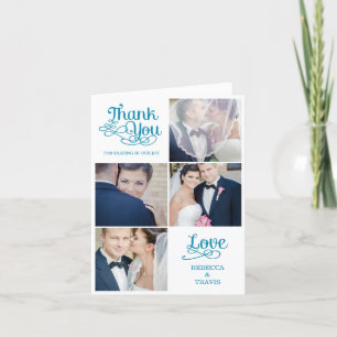 Modern Calligraphy Wedding Thank You Card Turquois