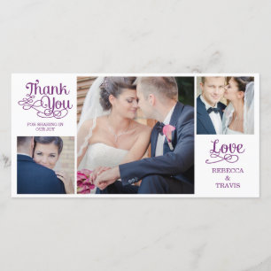 Modern Calligraphy Wedding Thank You Cards Purple